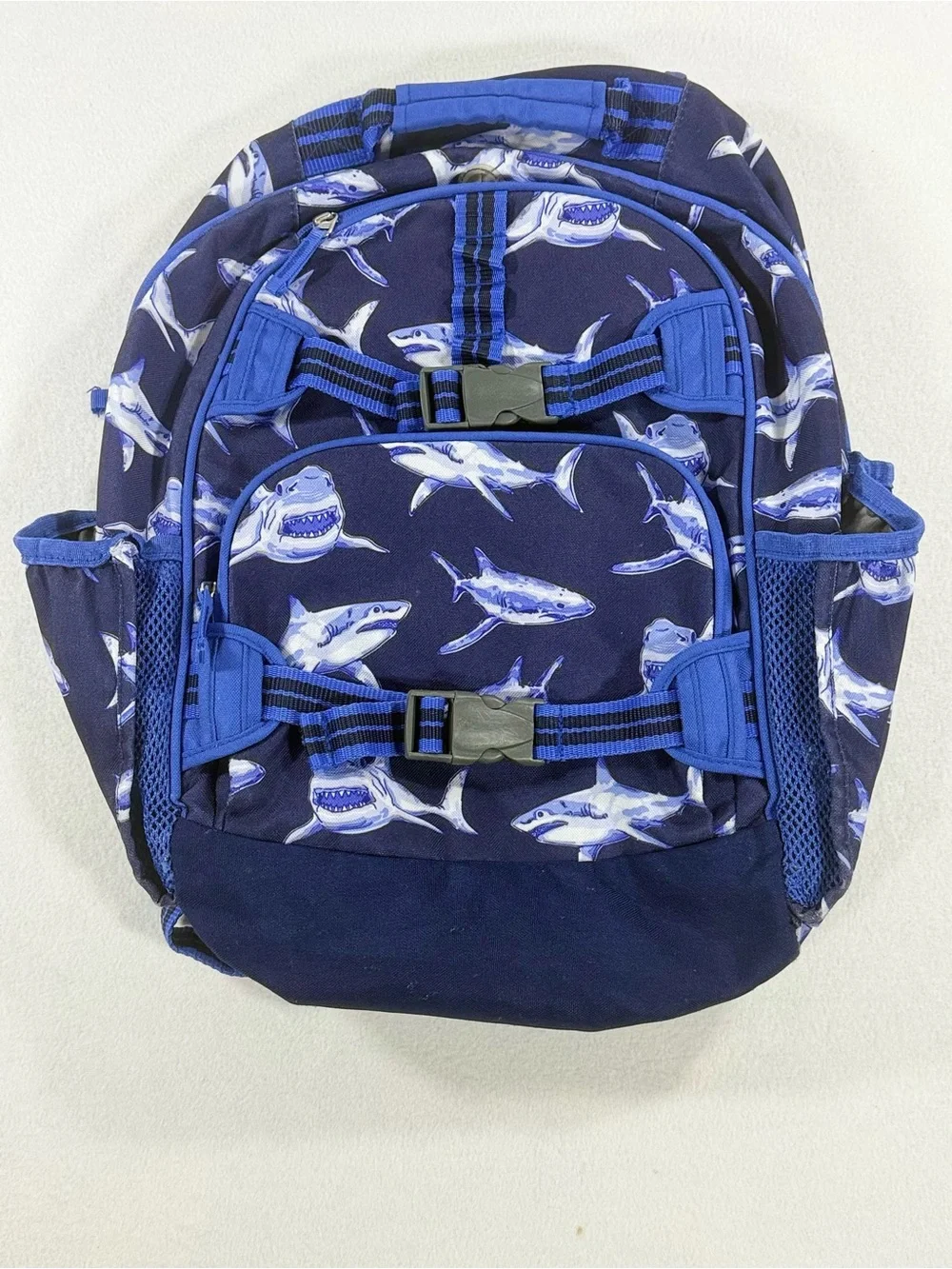 Pottery Barn Kids Mackenzie Backpack Blue Shark Pattern Mid Size